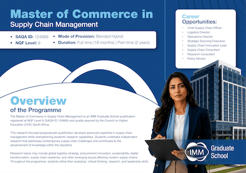 Master of Commerce in Supply Chain Management