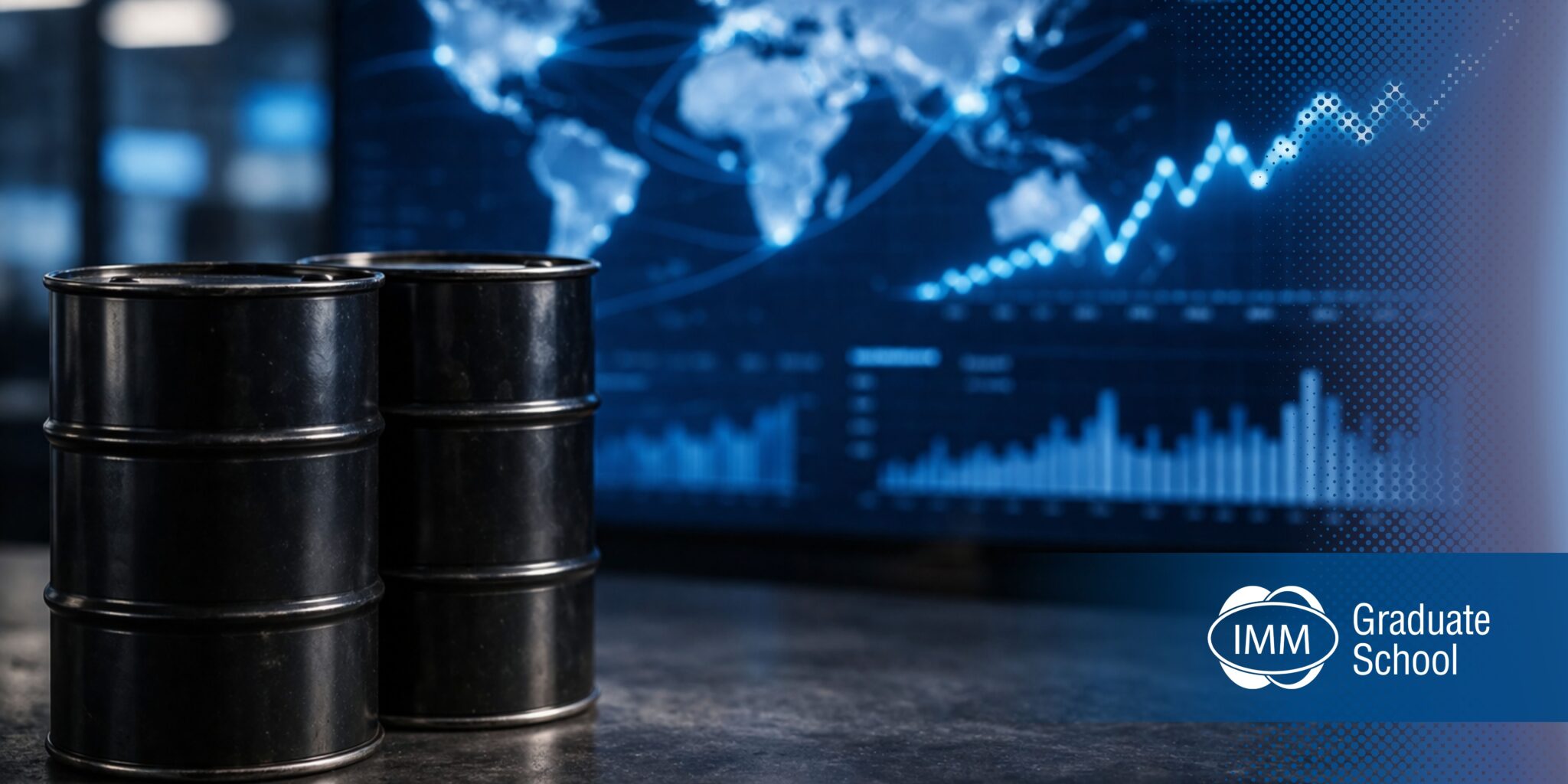 oil-barrels-in-front-of-global-trade-data-screen-showing-rising-costs
